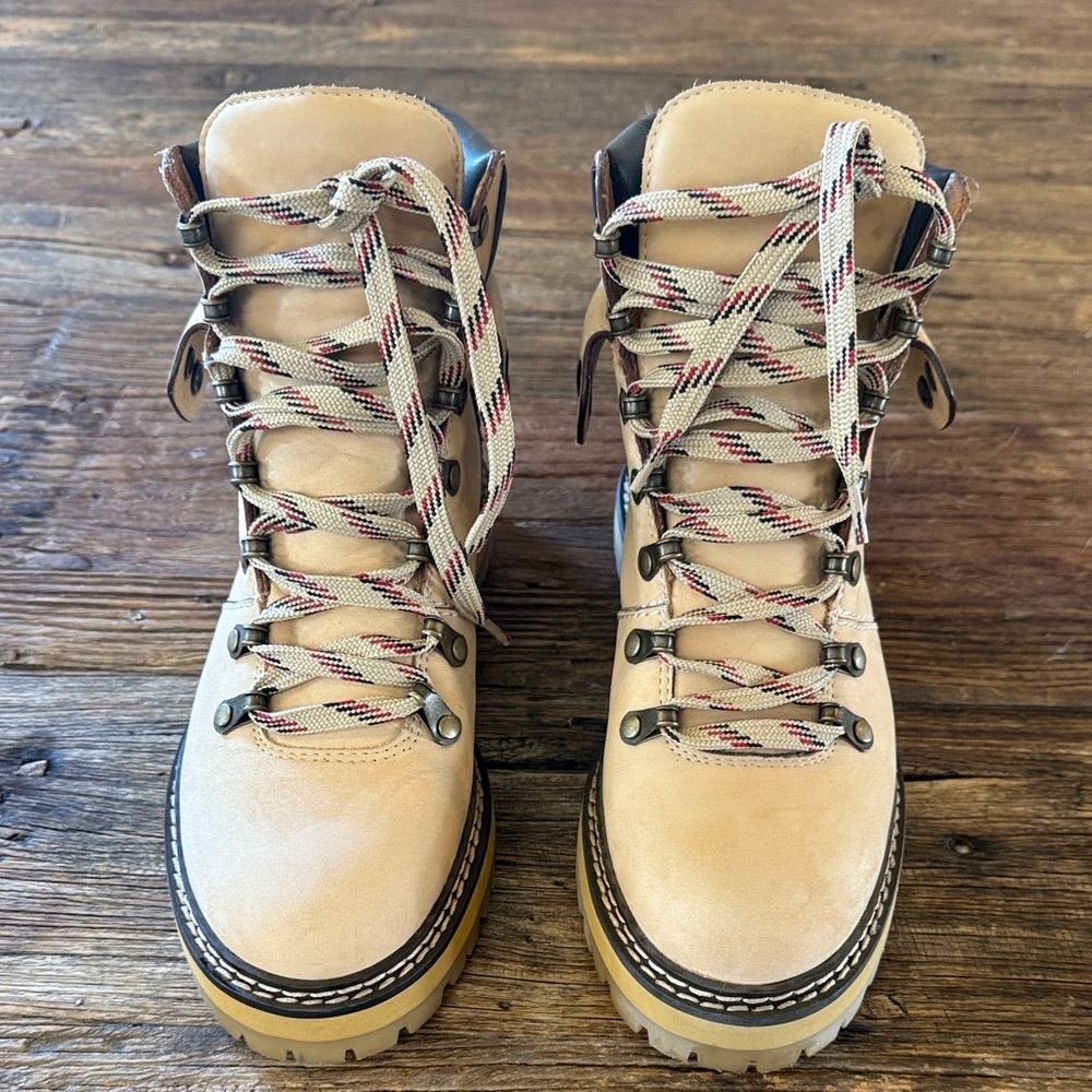 See By Chloe Beige Lace-Up Combat Boots